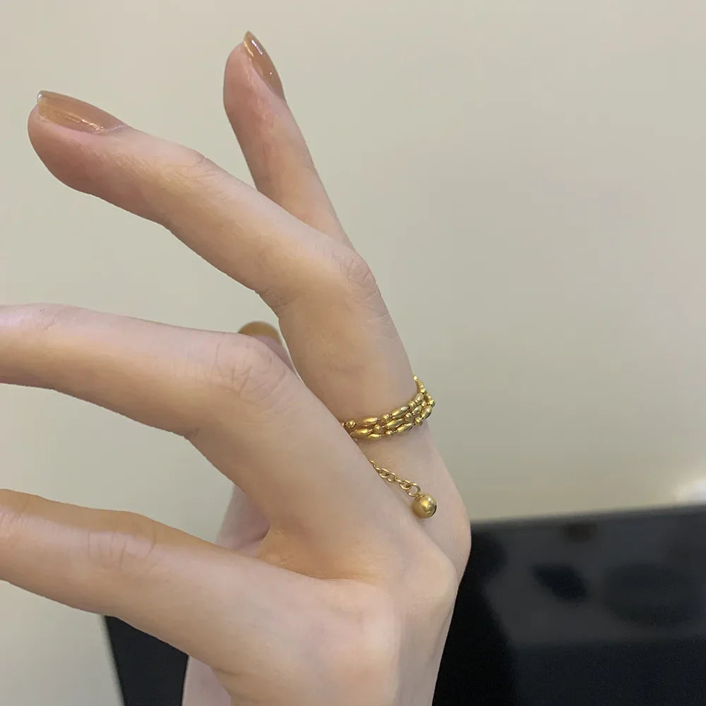 Gold Three Layer Chain Ring