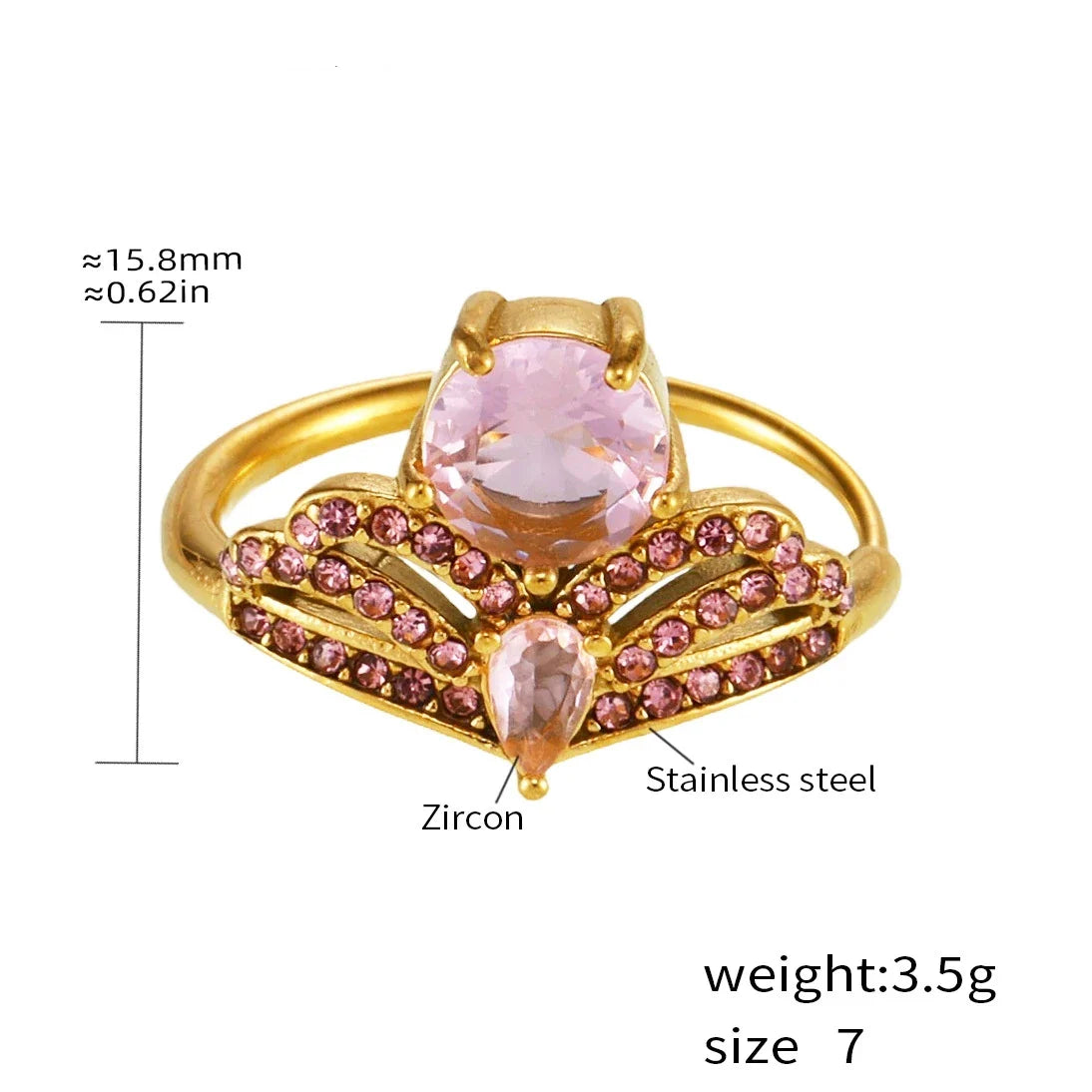 Golden Zircon Waterdrop Ring