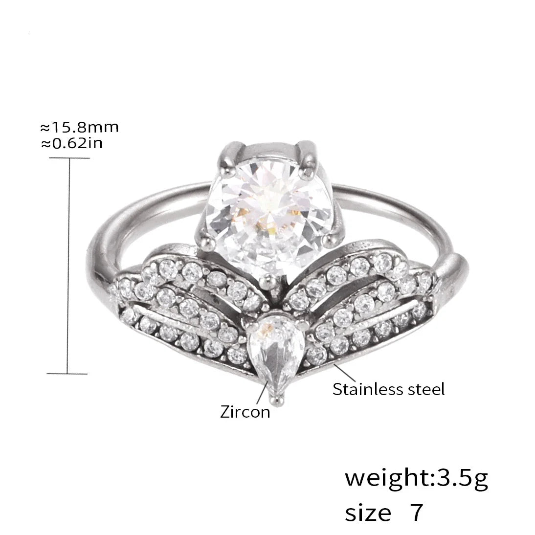 Golden Zircon Waterdrop Ring